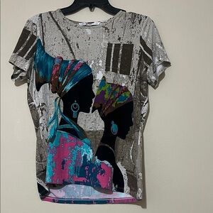 Peter Nygard Multicolor Graphic Short Sleeve Top